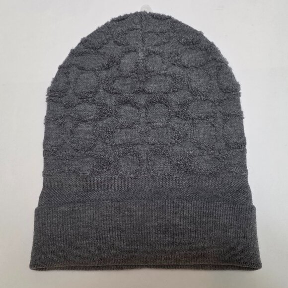 Coach Terry Logo Wool Beanie in Dove Grey main image 6